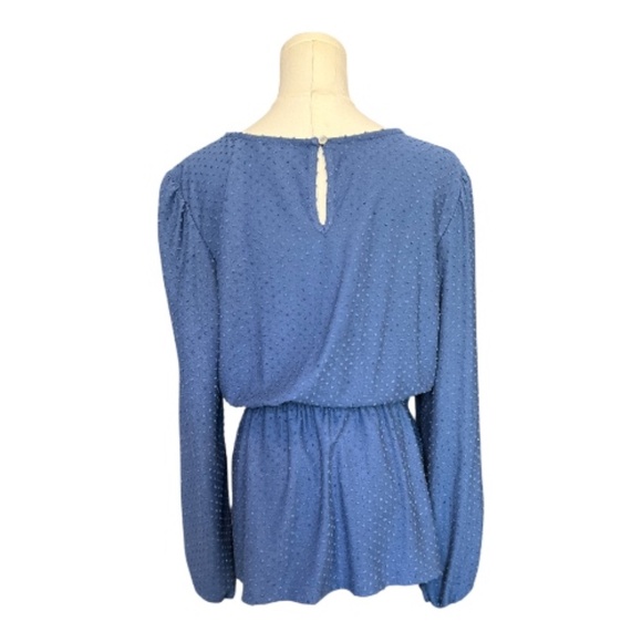 EUC Ava James blue textured long sleeve tie-back, tie-front/top – XL - Picture 5 of 11